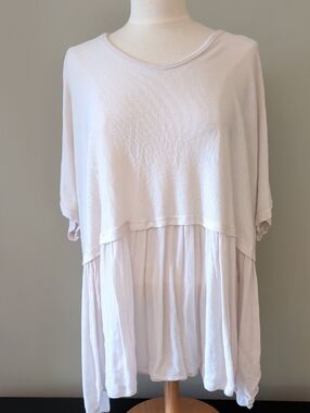 Camille And Co Light Cream Layered Boho Tunic Top. Size Medium